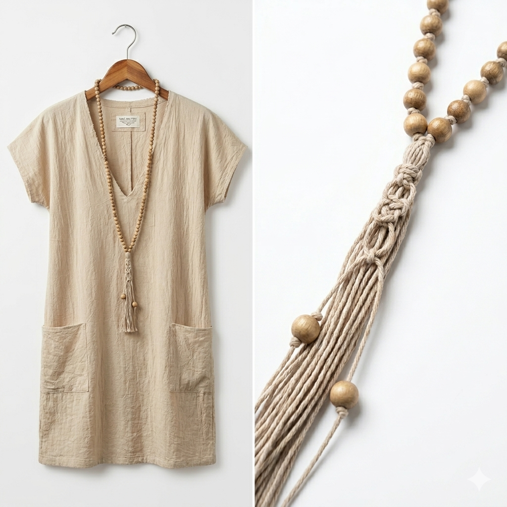 Tibetan Mala Prayer Necklace Tugas Wood for Strength